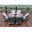 Gray Aluminum Rectangular 6-Person Outdoor Dining Set with Six Chairs