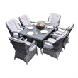 Gray Aluminum Rectangular 6-Person Outdoor Dining Set with Six Chairs