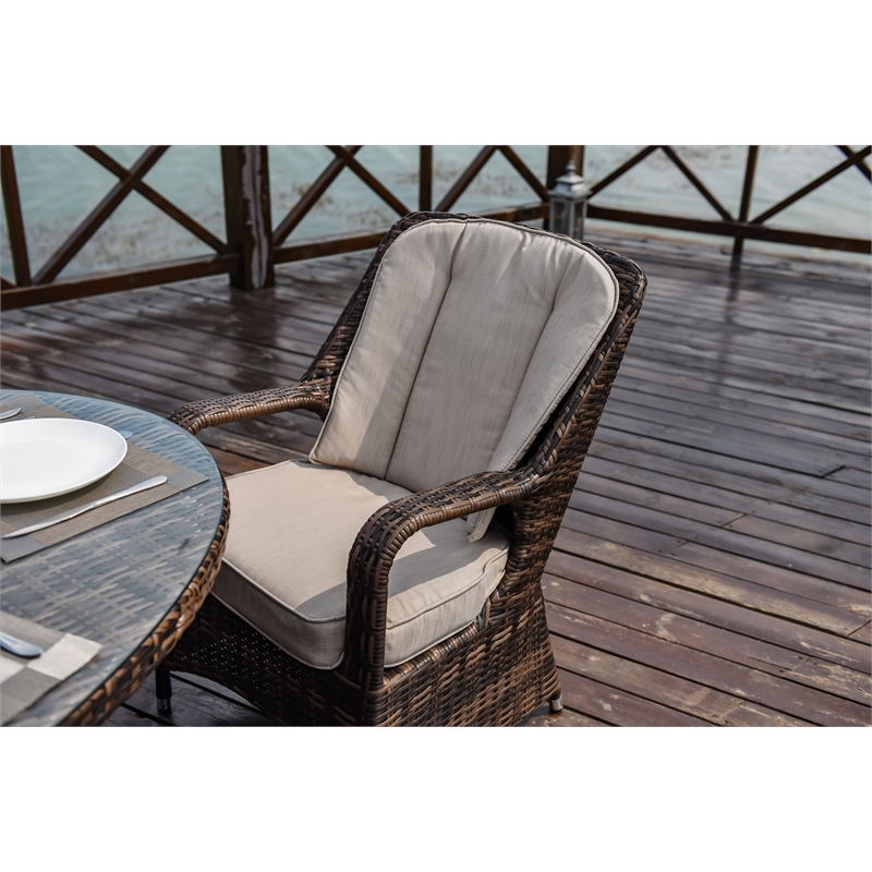 Oval Brown Aluminum 6 - Person Outdoor Dining Set With Cushions