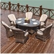 Oval Brown Aluminum 6 - Person Outdoor Dining Set With Cushions