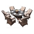 Oval Brown Aluminum 6 - Person Outdoor Dining Set With Cushions