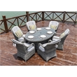 Oval Gray Aluminum 6 - Person Outdoor Dining Set With Cushions