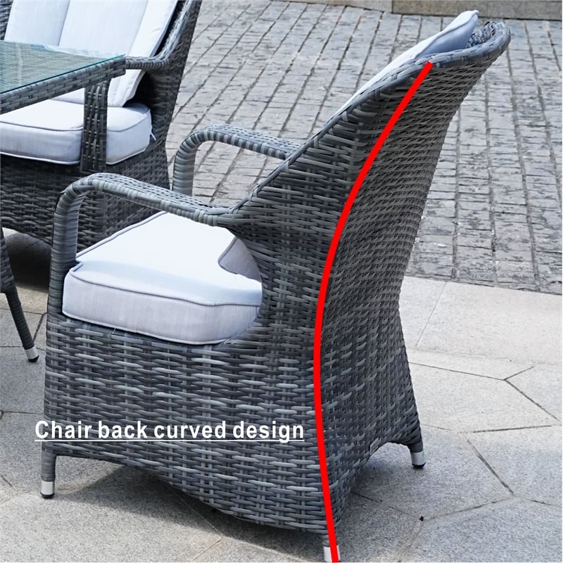 Oval Gray Aluminum 6 - Person Outdoor Dining Set With Cushions