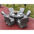 Oval Gray Aluminum 6 - Person Outdoor Dining Set With Cushions