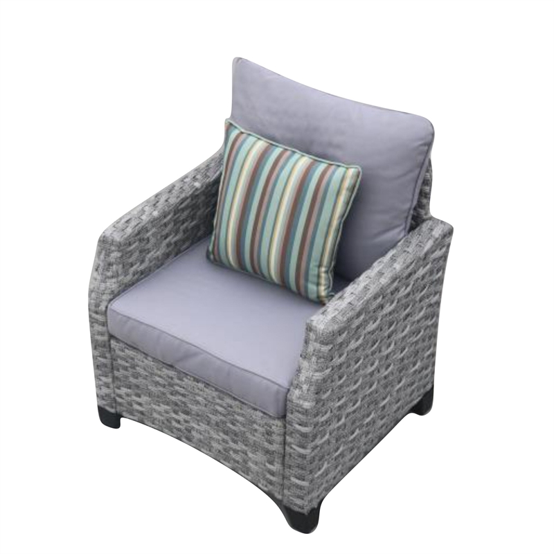 Aluminum 7-Person Gray Seating Group with Fire Pit and Cushions