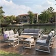 Direct Wicker 7 Piece Metal Outdoor Conversation Sets in White with Cushions