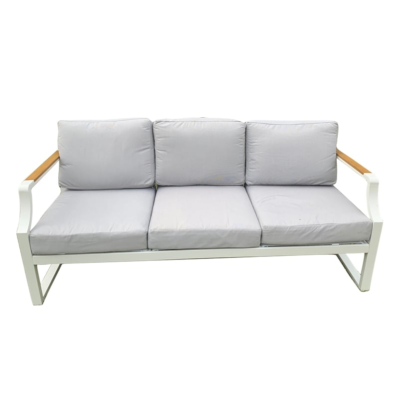 Direct Wicker 7 Piece Metal Outdoor Conversation Sets in White with Cushions