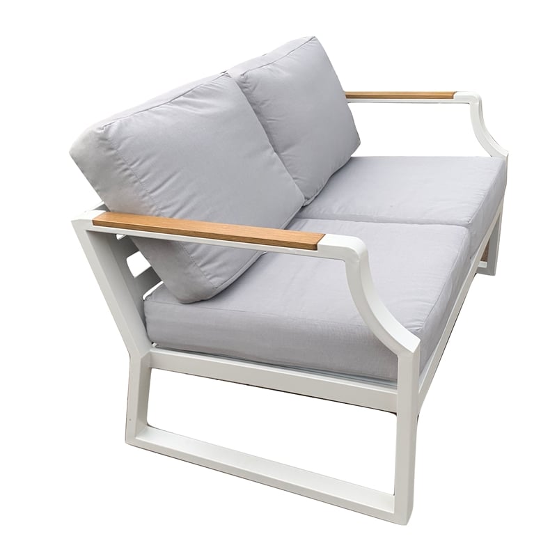 Direct Wicker 7 Piece Metal Outdoor Conversation Sets in White with Cushions