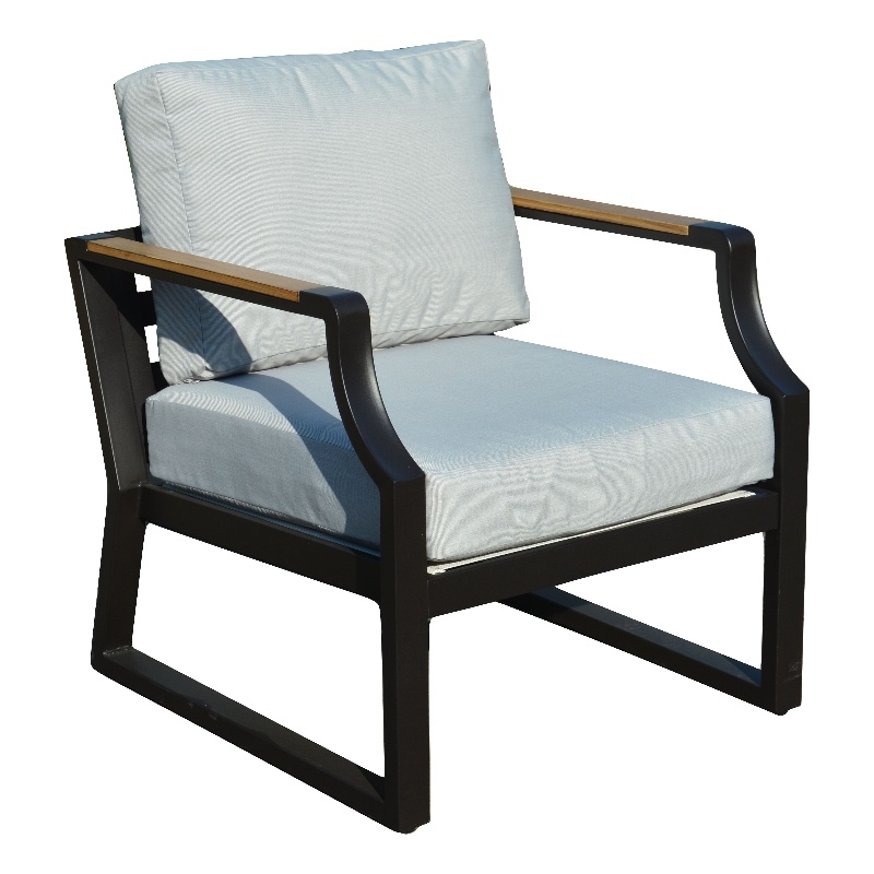 Direct Wicker 2 Pieces Outdoor Sofa Iron Single Chair with Cushions in Black