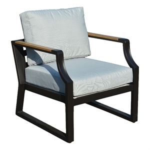 Direct Wicker 2 Pieces Outdoor Sofa Iron Single Chair with Cushions in Black