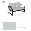 Direct Wicker Modern Loveseat Sofa Wrought Metal & Fabric with Cushions in Black