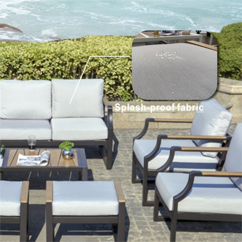 Direct Wicker Three Seats Sofa Wrought Metal & Fabric with Cushions in Black