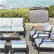 Direct Wicker Three Seats Sofa Wrought Metal & Fabric with Cushions in Black