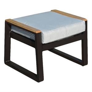 Direct Wicker 2 Piece Iron & Fabric Ottomans with Cushion in Black