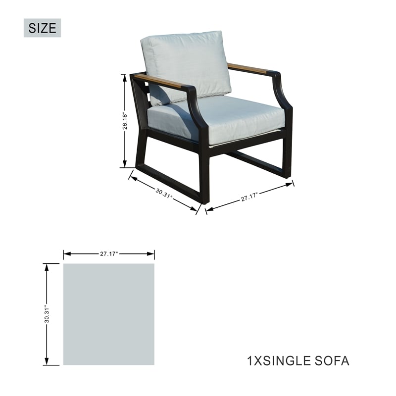 Direct Wicker 2 Pieces Outdoor Sofa Patio Single Chair with Cushions in White