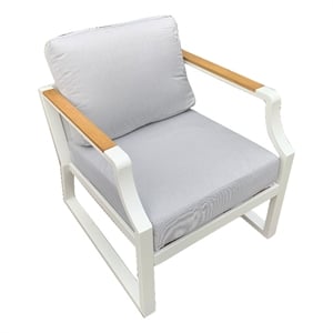 Direct Wicker 2 Pieces Outdoor Sofa Patio Single Chair with Cushions in White
