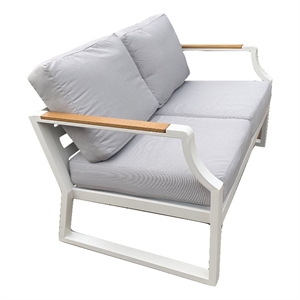 Direct Wicker Modern Loveseat Sofa Wrought Metal & Fabric with Cushions in White