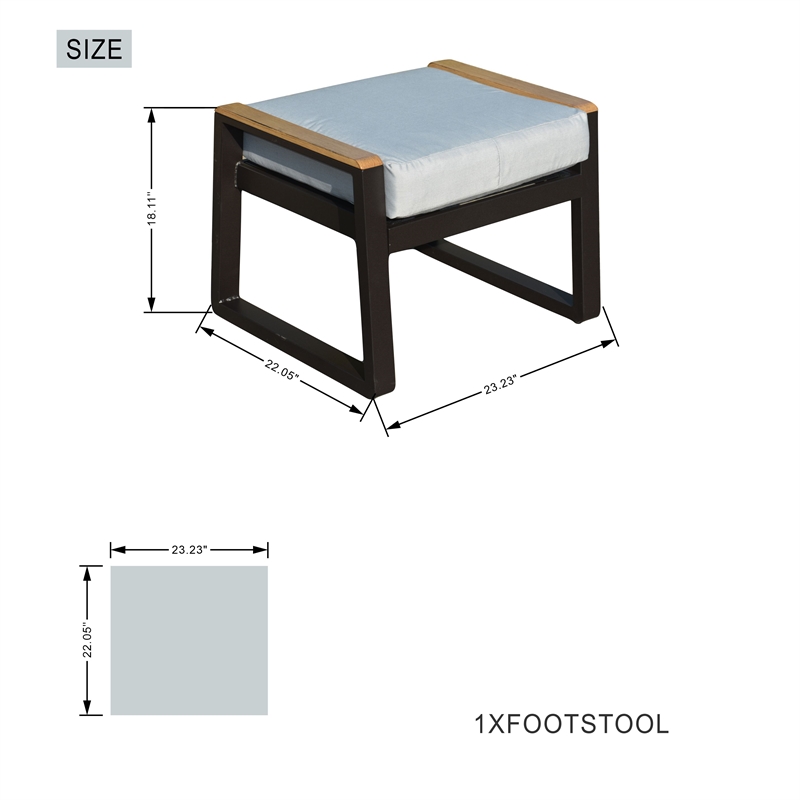 Direct Wicker 2 Piece Iron & Fabric Ottomans with Cushion in White