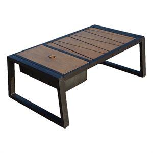 Direct Wicker Storage Coffee Table with Ice Box in Black with Cover