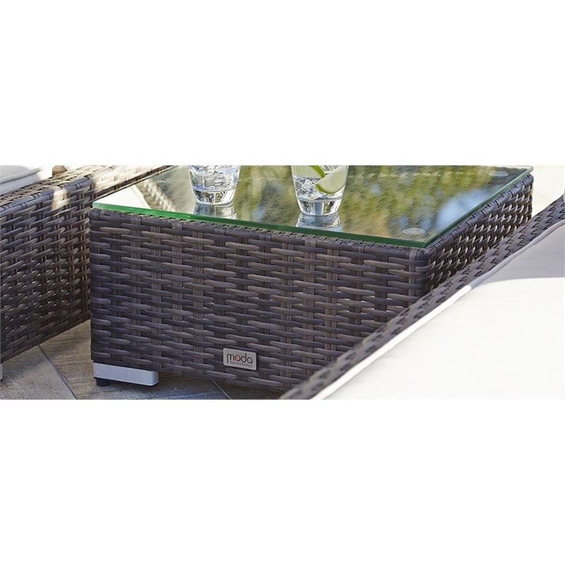 Patio Brown Rattan Outdoor Chaise Lounge Set with Table (Set of 2)
