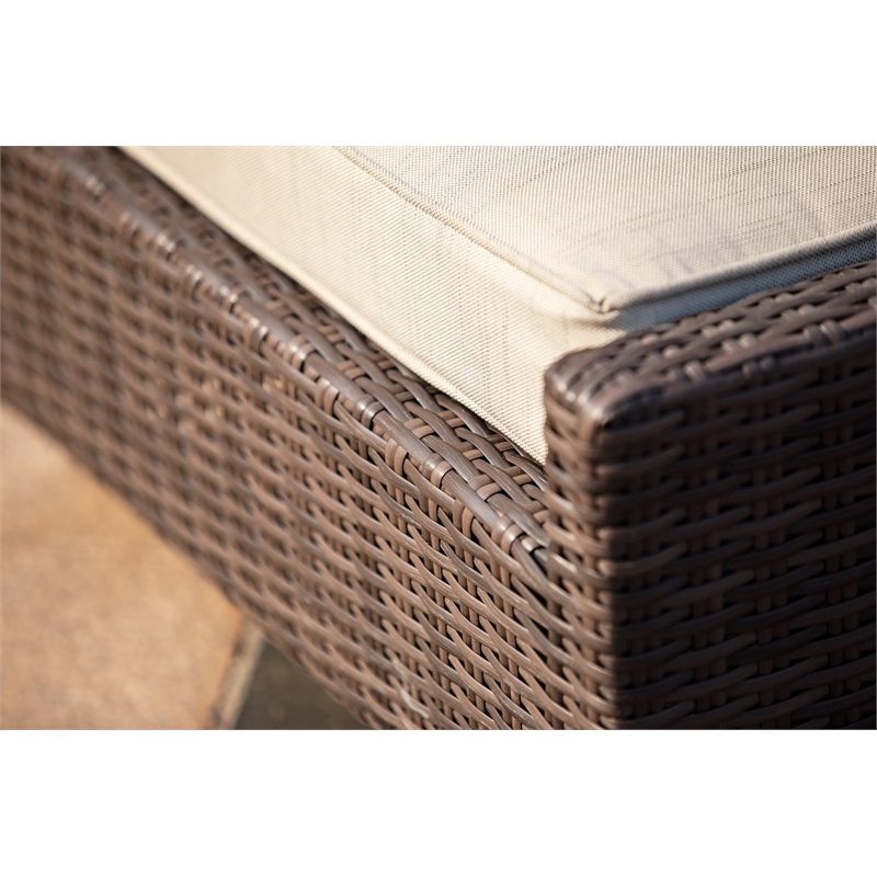 Patio Brown Rattan Outdoor Chaise Lounge Set with Table (Set of 2)