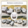 Grey 9-Piece Rattan Patio Sectional Sofa Set with Cushions and Coffee Table