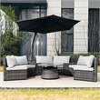 Grey 9-Piece Rattan Patio Sectional Sofa Set with Cushions and Coffee Table