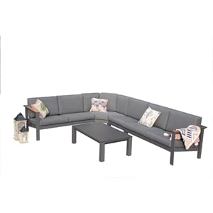 Patio Gray Aluminum 6-Person Outdoor Seating Group with Cushions