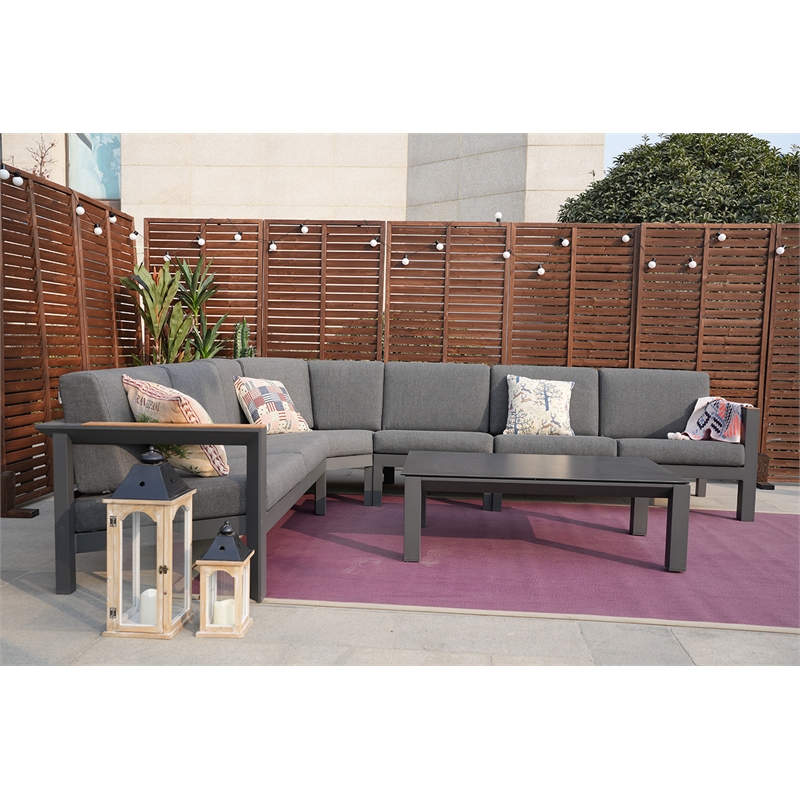 Patio Gray Aluminum 6-Person Outdoor Seating Group with Cushions