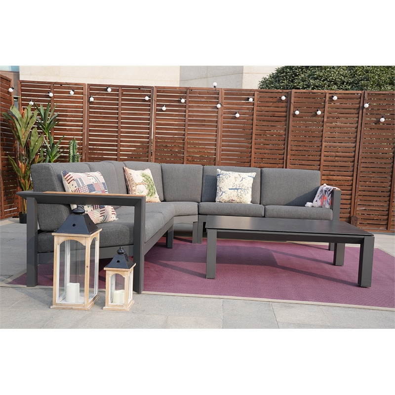 Patio Gray Aluminum 6-Person Outdoor Seating Group with Cushions