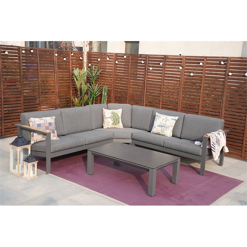 Patio Gray Aluminum 6-Person Outdoor Seating Group with Cushions