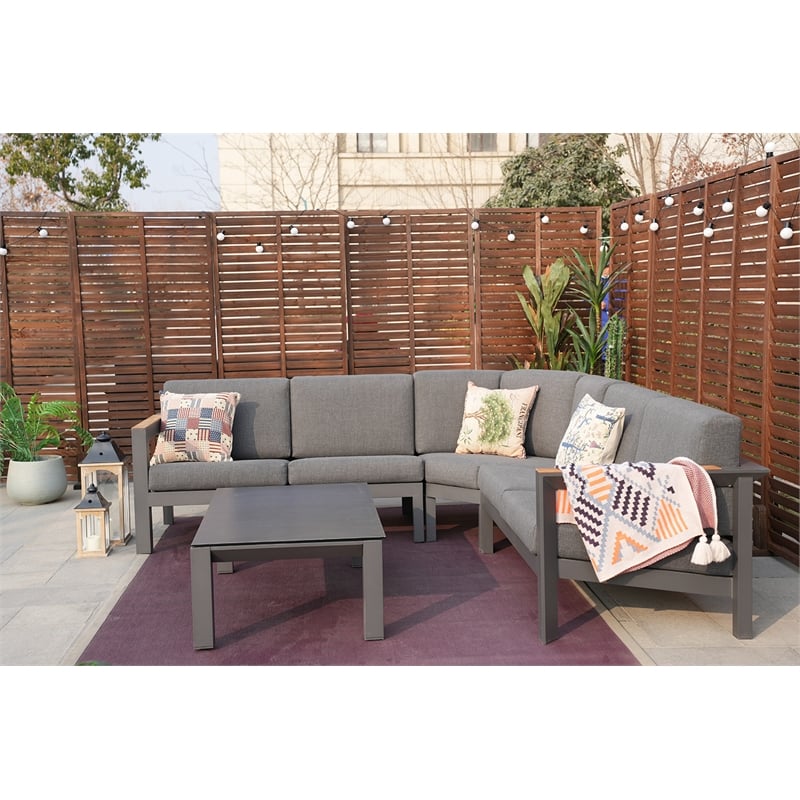 Patio Gray Aluminum 6-Person Outdoor Seating Group with Cushions