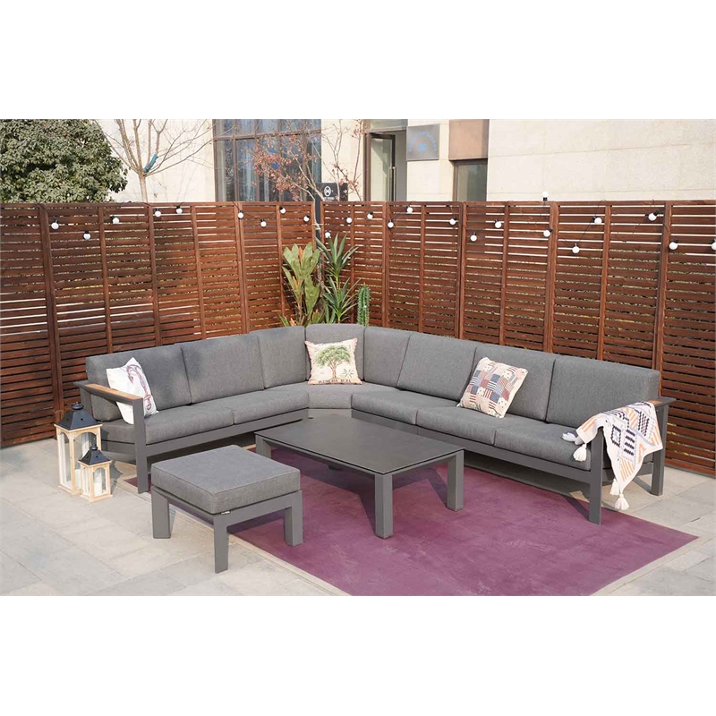 Patio Gray Aluminum 6-Person Outdoor Seating Group with Cushions