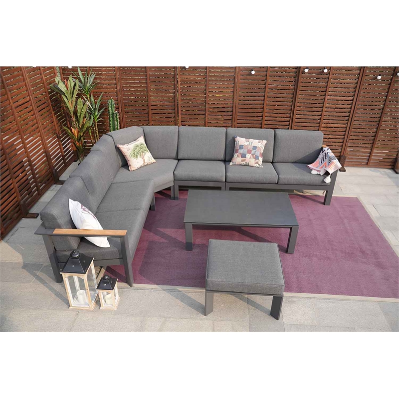 Patio Gray Aluminum 6-Person Outdoor Seating Group with Cushions