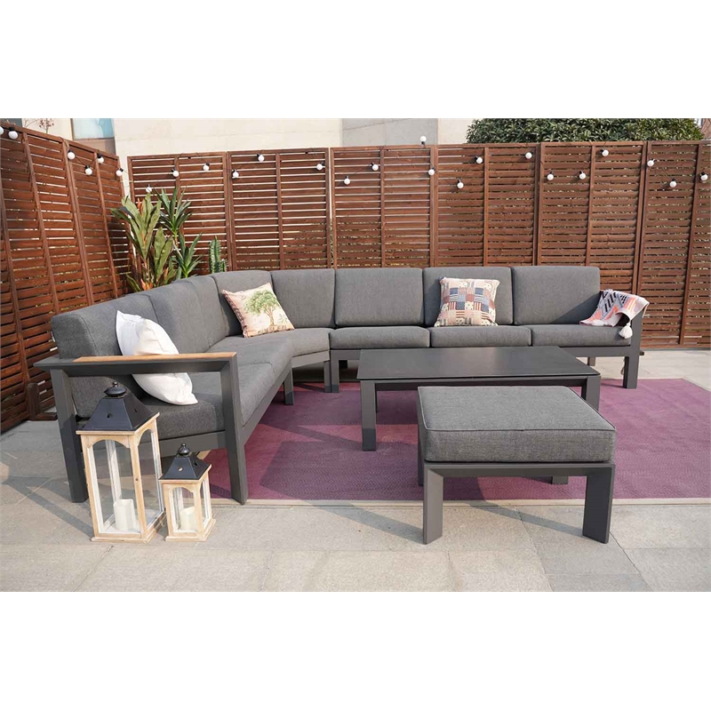 Patio Gray Aluminum 6-Person Outdoor Seating Group with Cushions