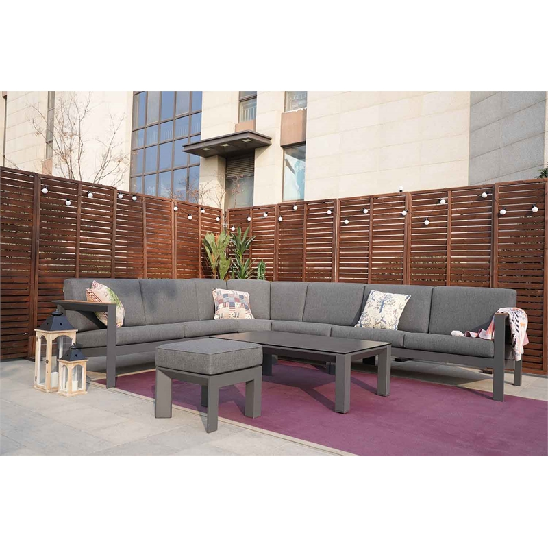 Patio Gray Aluminum 6-Person Outdoor Seating Group with Cushions