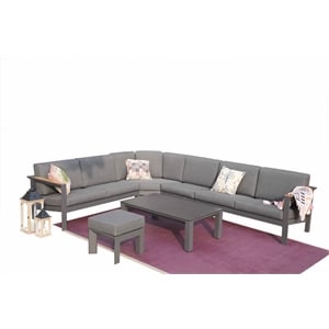 Patio Gray Aluminum 6-Person Outdoor Seating Group with Cushions