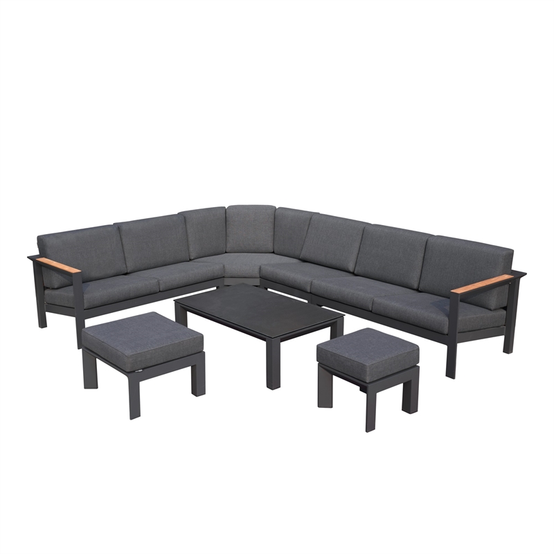 Patio Gray Aluminum 6-Person Outdoor Seating Group with Cushions
