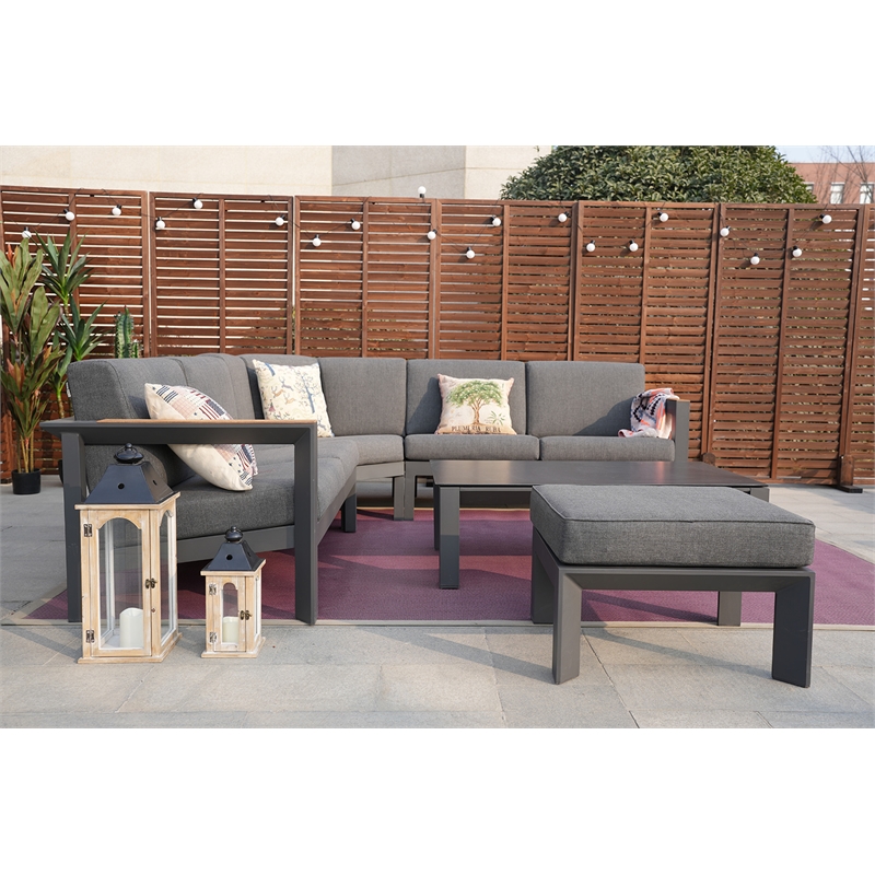 Patio Gray Aluminum 6-Person Outdoor Seating Group with Cushions