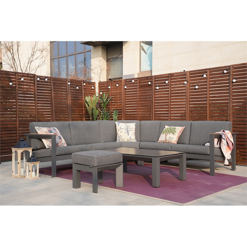 Patio Gray Aluminum 6-Person Outdoor Seating Group with Cushions