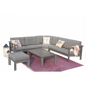 Patio Gray Aluminum 6-Person Outdoor Seating Group with Cushions