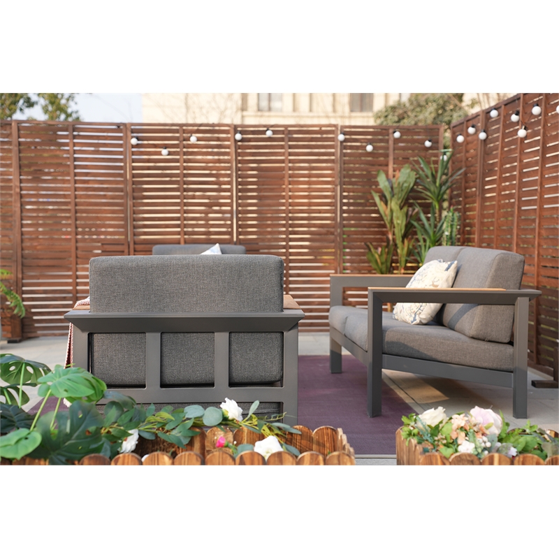 Patio Gray Aluminum 4-Person Outdoor Seating Group with Cushions