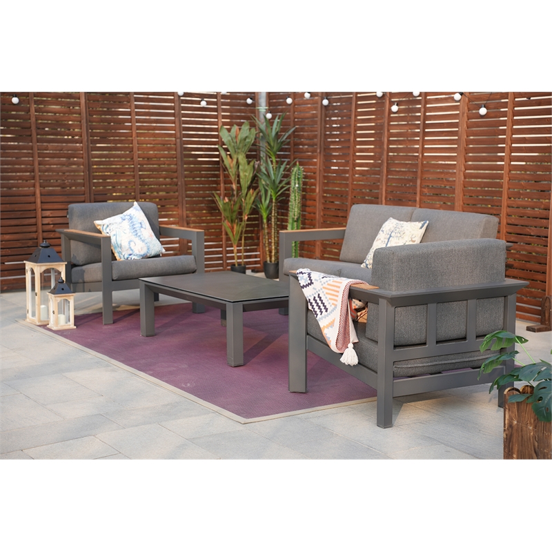 Patio Gray Aluminum 4-Person Outdoor Seating Group with Cushions