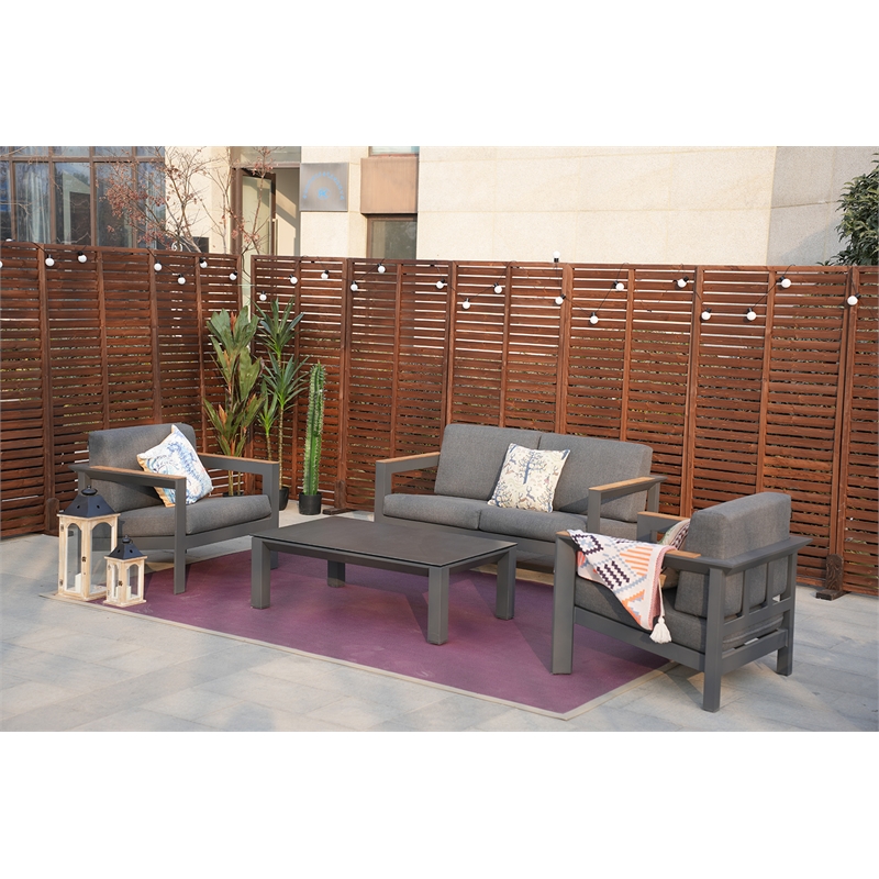 Patio Gray Aluminum 4-Person Outdoor Seating Group with Cushions