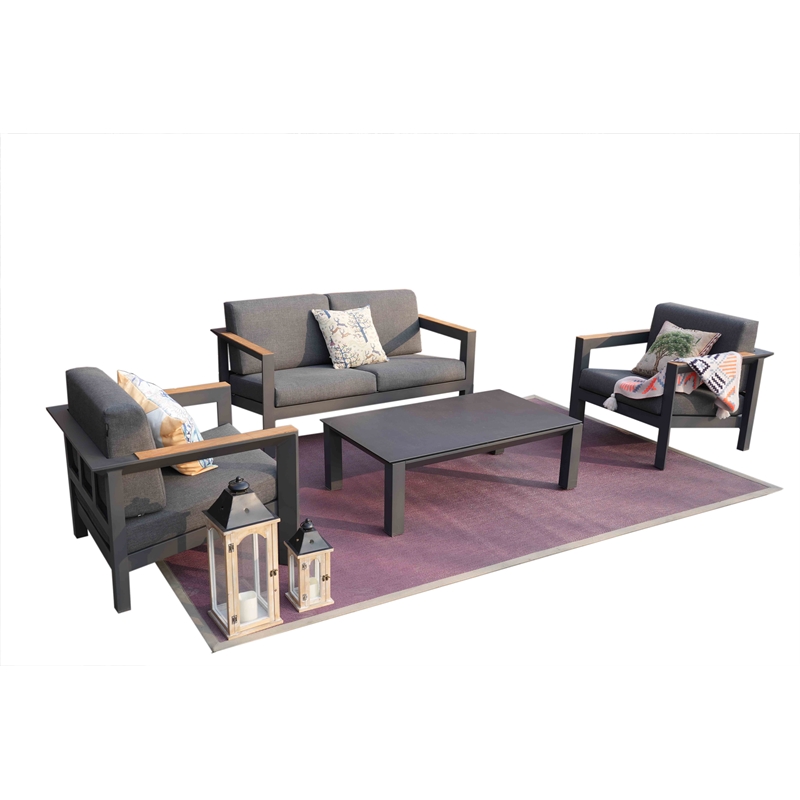 Patio Gray Aluminum 4-Person Outdoor Seating Group with Cushions