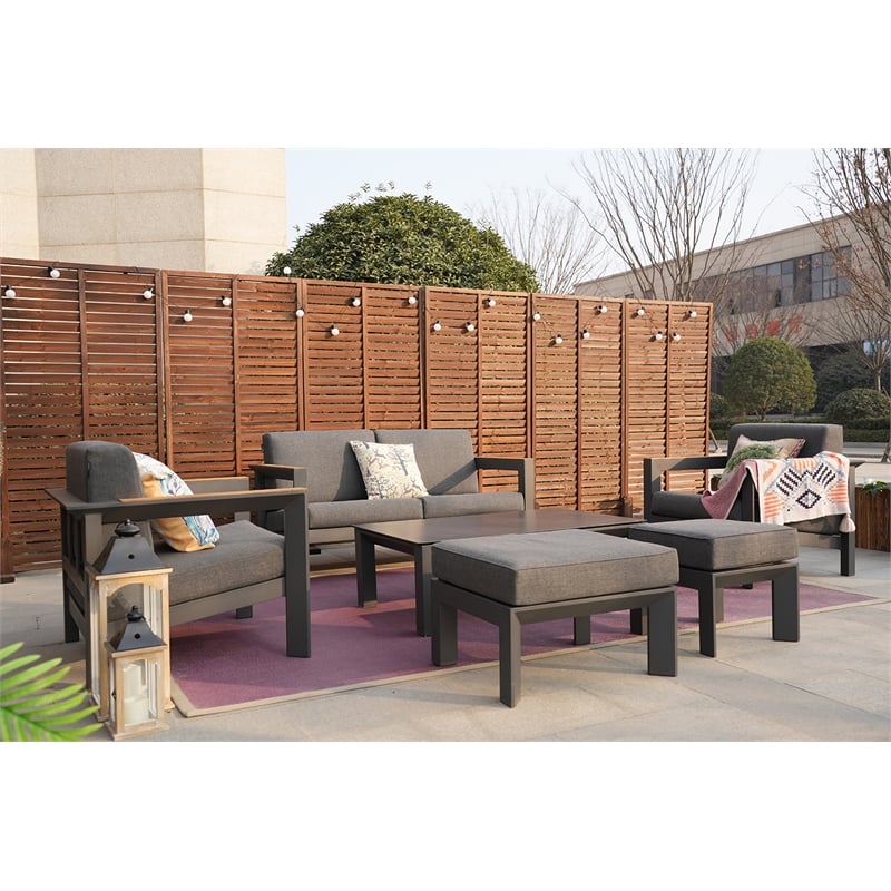 Patio Gray Aluminum 4-Person Outdoor Seating Group with Cushions
