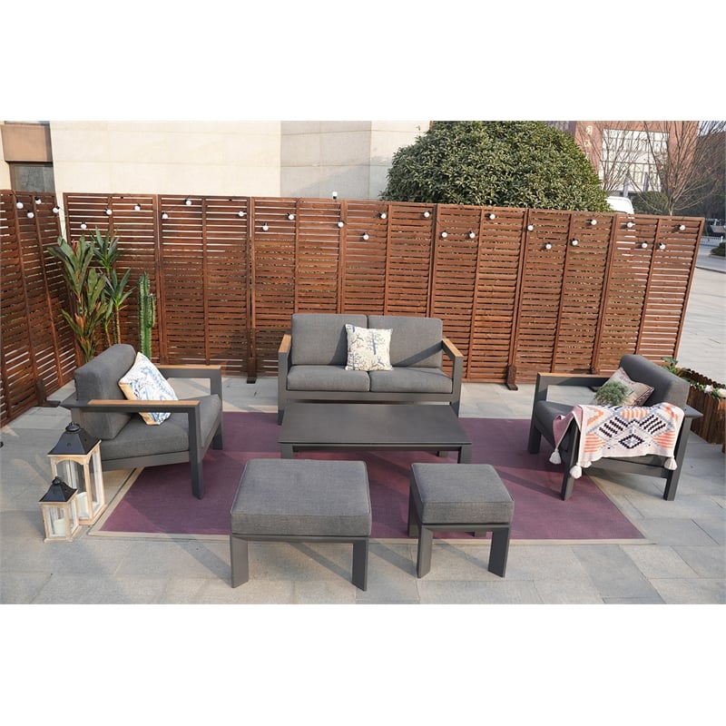 Patio Gray Aluminum 4-Person Outdoor Seating Group with Cushions