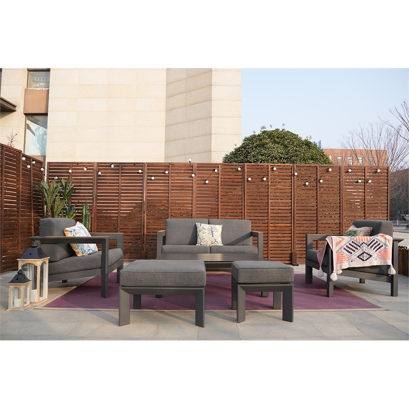 Patio Gray Aluminum 4-Person Outdoor Seating Group with Cushions