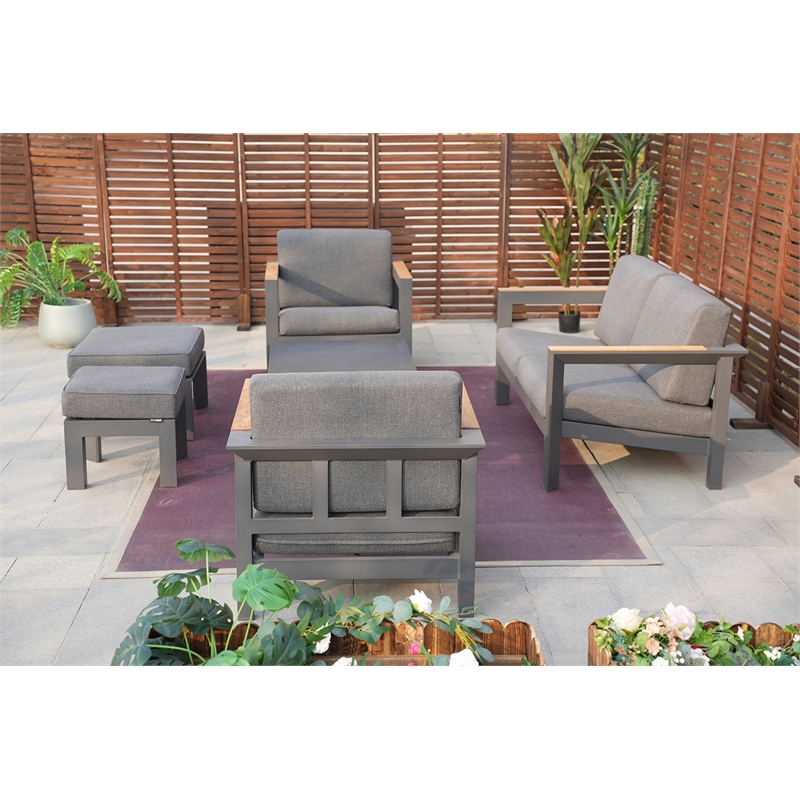 Patio Gray Aluminum 4-Person Outdoor Seating Group with Cushions