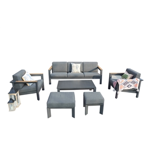 Patio Gray Aluminum 4-Person Outdoor Seating Group with Cushions